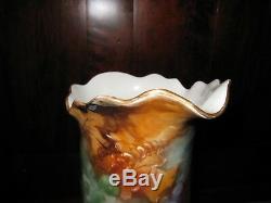 Jean Pouyat China Limoges France hand painted, artist signed tankard pitcher