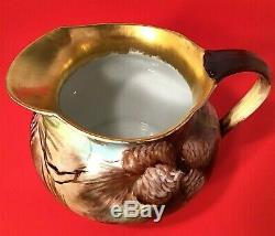 Jean Pouyat Limoges France Antique Pitcher Signed. 1890-1902 Gold Hand Painted