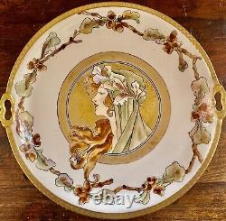 Jean Pouyat Limoges JPL 12 3/4 Art Nouveau Hand Painted Cabinet Portrait Plate