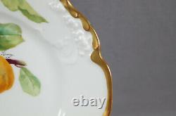 Jean Pouyat Limoges Signed Leony Peachs & Gold Floral 8 7/8 Inch Antique Plate