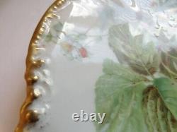 Jean Pouyat Limoges Strawberry Hand Painted Cabinet Plate W Gilt Rim