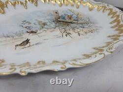 LARGE HAND-PAINTED Fox and Shore Birds Coiffe et Cie LIMOGES Platter 18