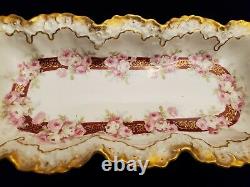LIMOGES A. Lanternier Hand Painted Gold Brushed Serving Tray Dish withRoses