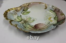 LIMOGES FRANCE HAND PAINTED Water Lilies Bowl Signed Dated 1896 VERY RARE ITEM