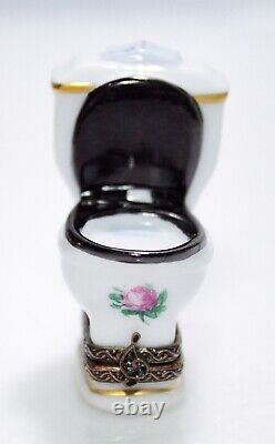 LIMOGES France Peint Main Toilet Motif Hand Painted Porcelain Trinket Box RARE