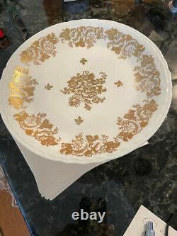 LIMOGES Hand Painted Gold Rose Porcelaine De France 11 Pedestal Cake Plate Rare