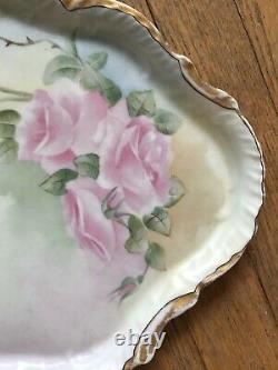 LIMOGES Hand Painted Roses, SIGNED B. Davis, Serving tray May 1905
