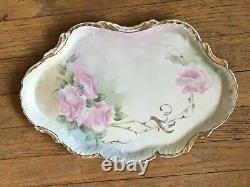 LIMOGES Hand Painted Roses, SIGNED B. Davis, Serving tray May 1905