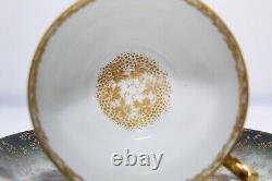 LIMOGES Haviland & Co. France Hand Painted Gilt Leaves Porcelain Cup & Saucer