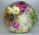 Limoges Rare Roses Hand Painted Listed Artist Burdoin Antique C. 1902 Cake Plate