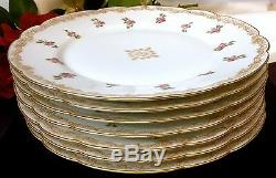 LIMOGES T&V FRANCE Signed Hand Painted 22K Gold Dinner Plate Set of 7 100 Yrs