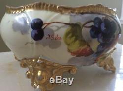 LIMOGE FRANCE FOOTED BOWL with a LIMOGE hand painted wall plate