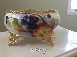 LIMOGE FRANCE FOOTED BOWL with a LIMOGE hand painted wall plate