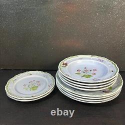 LOT (10 pc) Vintage Longchamp Mon Jardin Hand painted Plates, Limoges France