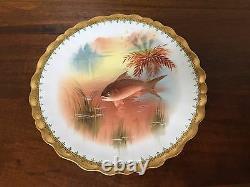 LS&S Lewis Strauss Limoges France Hand-Painted Fish Plates Set of 5