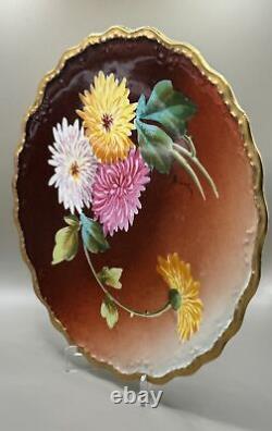 LS&S Limoges France Beautiful Hand-Painted Floral Decorative Plate by B. Luc