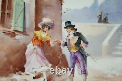 LS&S Limoges Hand Painted Signed Gayou Courting Couple 13 1/8 Inch Charger