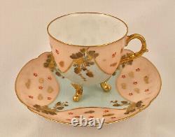 L S & S Limoges Demitasse Cup & Saucer, Hand Painted, Footed