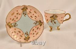 L S & S Limoges Demitasse Cup & Saucer, Hand Painted, Footed