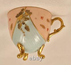 L S & S Limoges Demitasse Cup & Saucer, Hand Painted, Footed