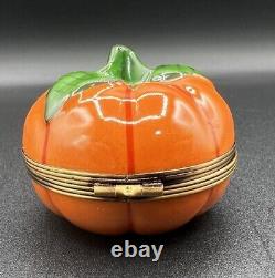 La Gloriette Limoges Jack O Lantern Pumpkin Porcelain Peint Main Trinket Box