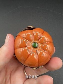 La Gloriette Limoges Jack O Lantern Pumpkin Porcelain Peint Main Trinket Box