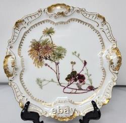 Lanternier Limoges Porcelain Hand Painted Floral Plate A. L. 1891-1914