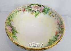 Large Incredible Hand Painted French Limoges Punch Bowl 13X6