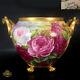Large Limoges France Hand-painted Roses And Mums Jardiniere, Artist Signed, 1922