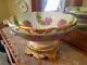 Large Limoges Hand Painted Punch Bowl Stand Set