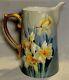 Large All Hand Painted Daffodils T&v Limoges Water Pitcher W Gold Awesome