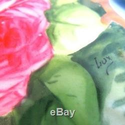Lazeyras Rosenfeld & Lehman (LRL) Limoges 12 Charger Hand Painted Roses Signed