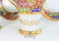 Le Tallec Paris Handpainted Porcelain Coffee Cups And Sausers, Set Of 2