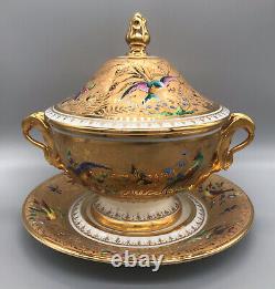 Le Tallec Paris Handpainted Porcelain Handled Covered Tureen & Charger