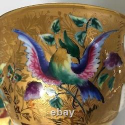 Le Tallec Urn And Plate Porclain Hand Painted France Birds Butterflies