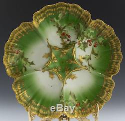 Limes Antiques Hand Painted Holly Berries Oyster Plate