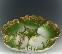 Limes Antiques Hand Painted Holly Berries Oyster Plate