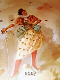 Limoge France Handpainted Plate, Charger, Plaque Portrait of Woman Fencer, Sword