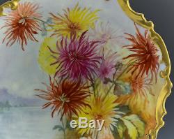 Limoges 13 Hand Painted Chrysanthemums Charger Plaque Plate