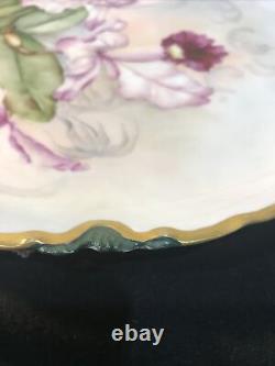 Limoges 13 Hand Painted Magnolia Poppy Floral Gold Charger Plate Artist Signed