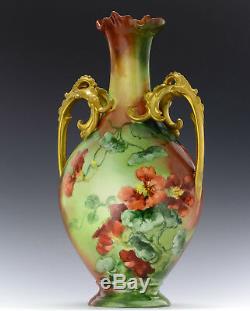 Limoges 13 Hand Painted Nasturtium Vase