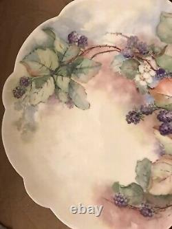 Limoges 14 Peachy Background Blackberry Hand Painted Platter Plate