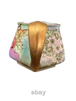 Limoges Antique Apple Blossom Hand Painted Signed Cider Set Pitcher Cups Tray