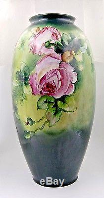 Limoges Antique France Hand Painted Porcelain Vase GorgeousRoses21