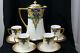 Limoges Antique Hand Painted Brauer Chocolate Pot Set Demitasse Cups And Saucers