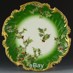 Limoges Antiques Hand Painted Holly Berries Plate