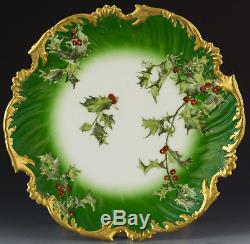 Limoges Antiques Hand Painted Holly Berries Plate