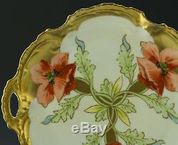 Limoges Antiques Hand Painted Poppies Cake Plate Charger