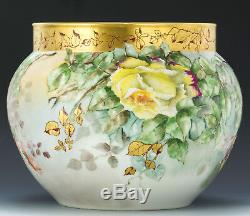 Limoges Antiques Hand Painted Roses Jardiniere Ferner Vase