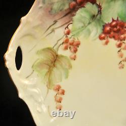Limoges B&Co. Bernardaud Cake Plate Hand Painted SEK Gooseberries Gold 1900-1914